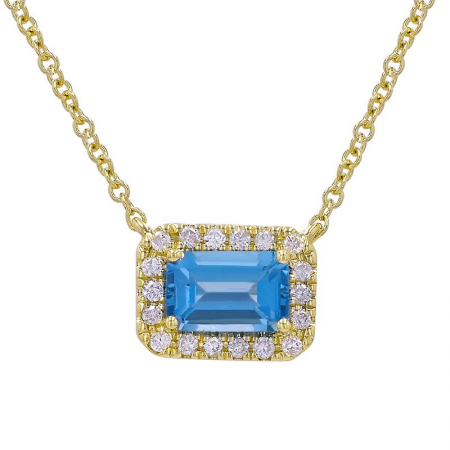 EMERALD CUT BLUE TOPAZ NECKLACE