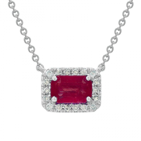EMERALD CUT RUBY NECKLACE