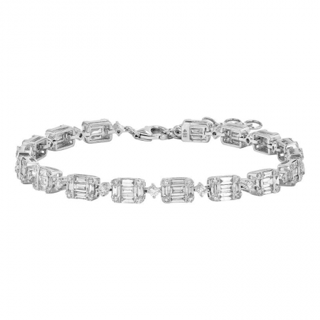 ILLUSION EMERALD DIAMOND TENNIS BRACELET