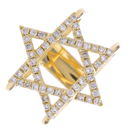 LARGE DIAMOND JEWISH STAR RING