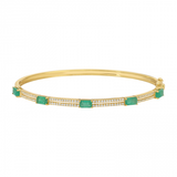 TWO ROW EMERALD DIAMOND BANGLE