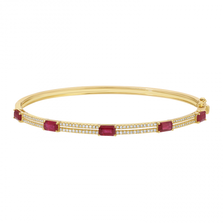 TWO ROW RUBY DIAMOND BANGLE