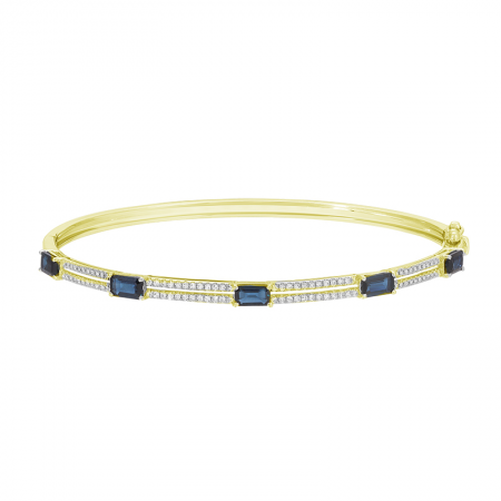 TWO ROW SAPPHIRE DIAMOND BANGLE