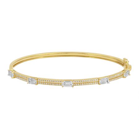 TWO ROW WHITE TOPAZ DIAMOND BANGLE