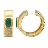 FLUTED EMERALD HOOPS