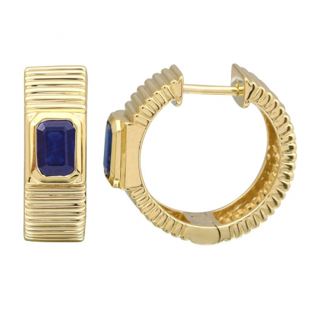 FLUTED BLUE SAPPHIRE HOOPS