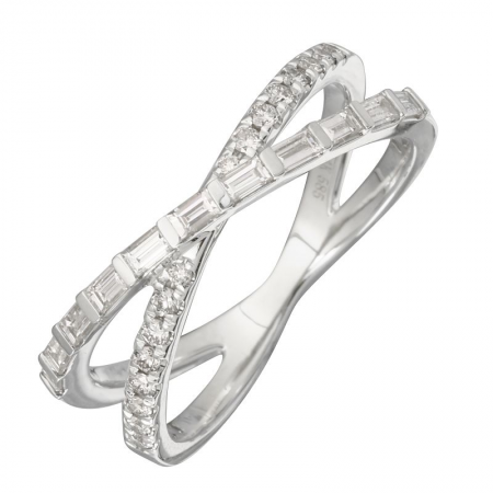 BAGUETTE AND PAVE CROSSOVER RING