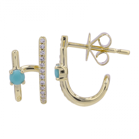 GOLD AND DIAMOND TURQUOISE EARRINGS