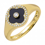 ONYX CLOVER SIGNET RING