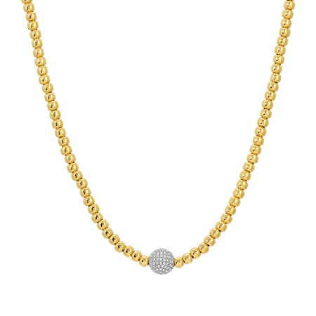 BEAD NECKLACE WITH DIAMOND BALL