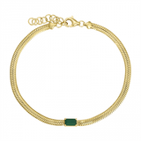 HERRINGBONE CHAIN GREEN AGATE BRACELET