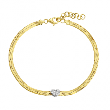 HERRINGBONE CHAIN DIAMOND HEART BRACELET