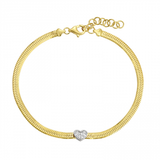 HERRINGBONE CHAIN DIAMOND HEART BRACELET
