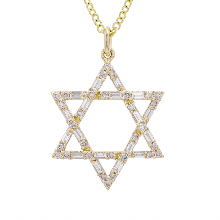 LARGE BAGUETTE JEWISH STAR NECKLACE