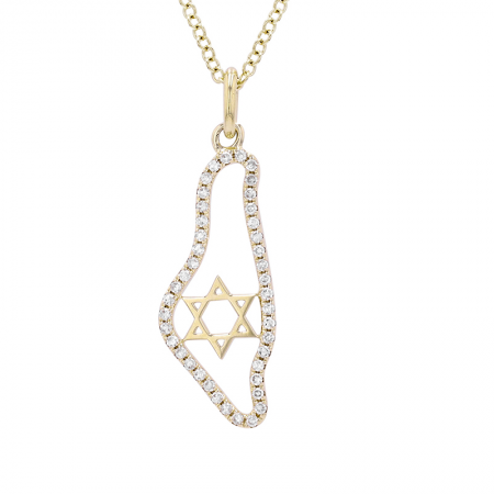 DIAMOND MAP OF ISRAEL NECKLACE