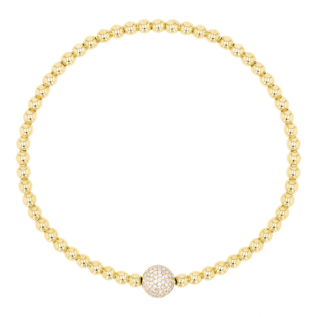 GOLD STRETCH BEAD DIAMOND BALL BRACELET