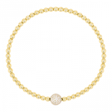 GOLD STRETCH BEAD DIAMOND BALL BRACELET