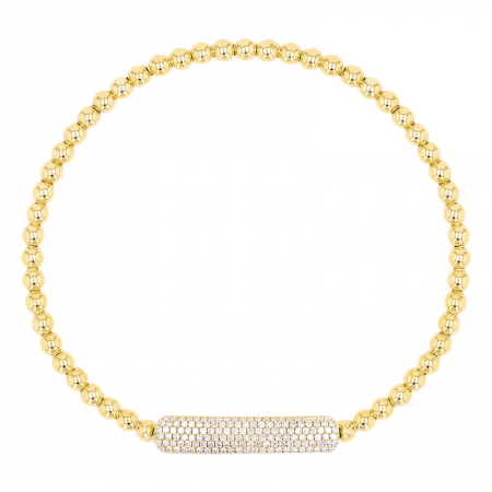 GOLD STRETCH BEAD DIAMOND BAR BRACELET