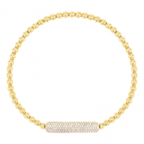 GOLD STRETCH BEAD DIAMOND BAR BRACELET
