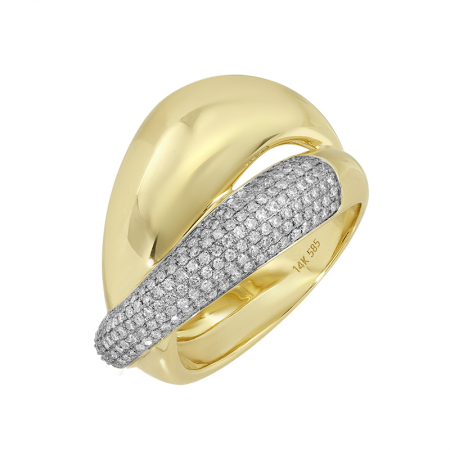 GOLD AND DIAMOND CROSSOVER RING