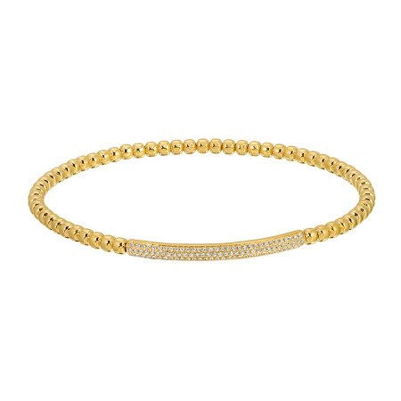 GOLD STRETCH BALL DIAMOND BAR BRACELET