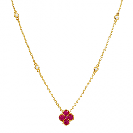 RUBY CLOVER NECKLACE
