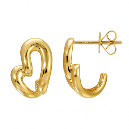 GOLD HEART LOBE STUDS