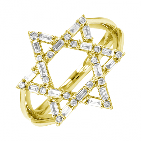 BAGUETTE JEWISH STAR RING