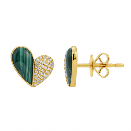 DIAMOND CHALCEDONY HEART STUDS