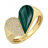 MALACHITE AND DIAMOND HEART RING