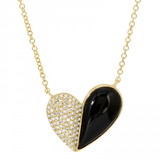 ONYX AND DIAMOND HEART NECKLACE