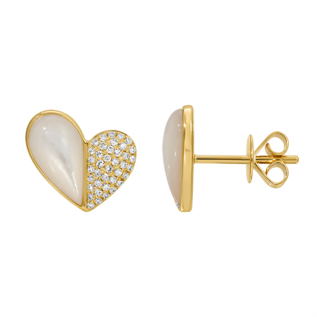 DIAMOND MOTHER OF PEARL HEART STUDS
