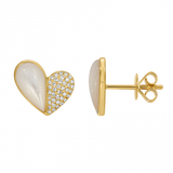 DIAMOND MOTHER OF PEARL HEART STUDS
