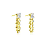 EMERALD DIAMOND HANGING CHAIN STUDS