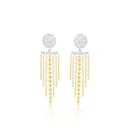 PAVE DISC FRINGE EARRINGS