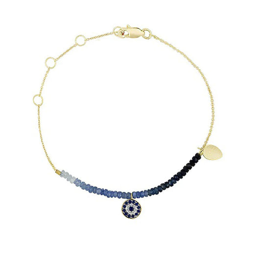 BLUE SAPPHIRE BEADS EVIL EYE BRACELET