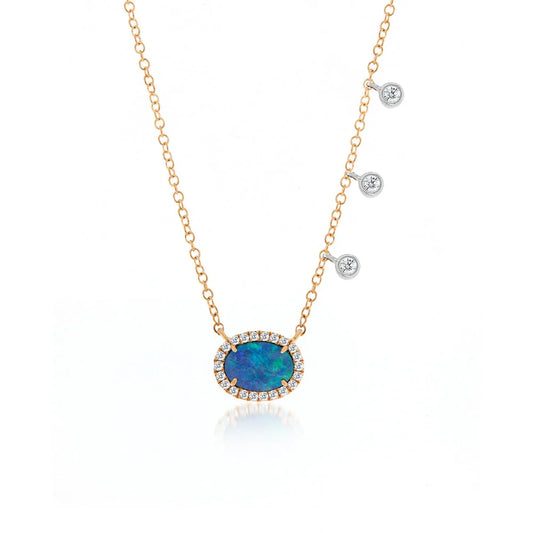 OPAL AND DIAMOND BEZEL NECKLACE