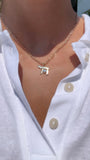 CHAI CHARM WITH LAB DIAMOND HEART ON PAPERCLIP CHAIN