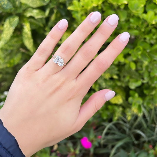 TWO STONE LAB DIAMOND RING