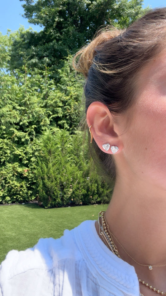 PRONG SET HEART LAB DIAMOND STUDS