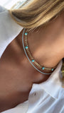 CUBAN LINK CHAIN WITH TURQUOISE PEARS