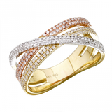 TRICOLOR DIAMOND CROSSOVER RING