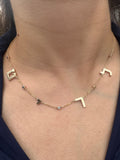 CUSTOM HEBREW INITIAL AND BIRTHSTONE NECKLACE