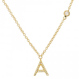 INITIAL AND DIAMOND BEZEL NECKLACE