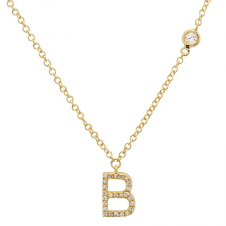 INITIAL AND DIAMOND BEZEL NECKLACE
