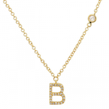 INITIAL AND DIAMOND BEZEL NECKLACE