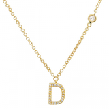 INITIAL AND DIAMOND BEZEL NECKLACE
