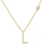 INITIAL AND DIAMOND BEZEL NECKLACE