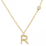 INITIAL AND DIAMOND BEZEL NECKLACE
