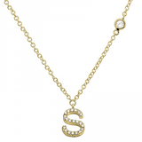 INITIAL AND DIAMOND BEZEL NECKLACE